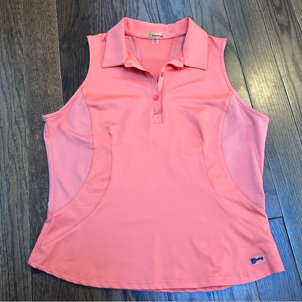 Coral Sleeveless Polo Top